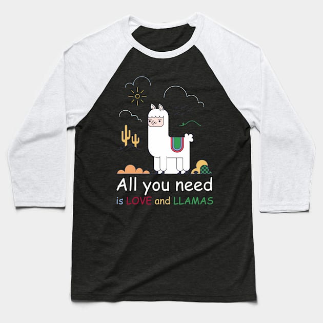 All you need is love and LLAMAS Baseball T-Shirt by Pannolinno